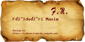 Földvári Maxim névjegykártya